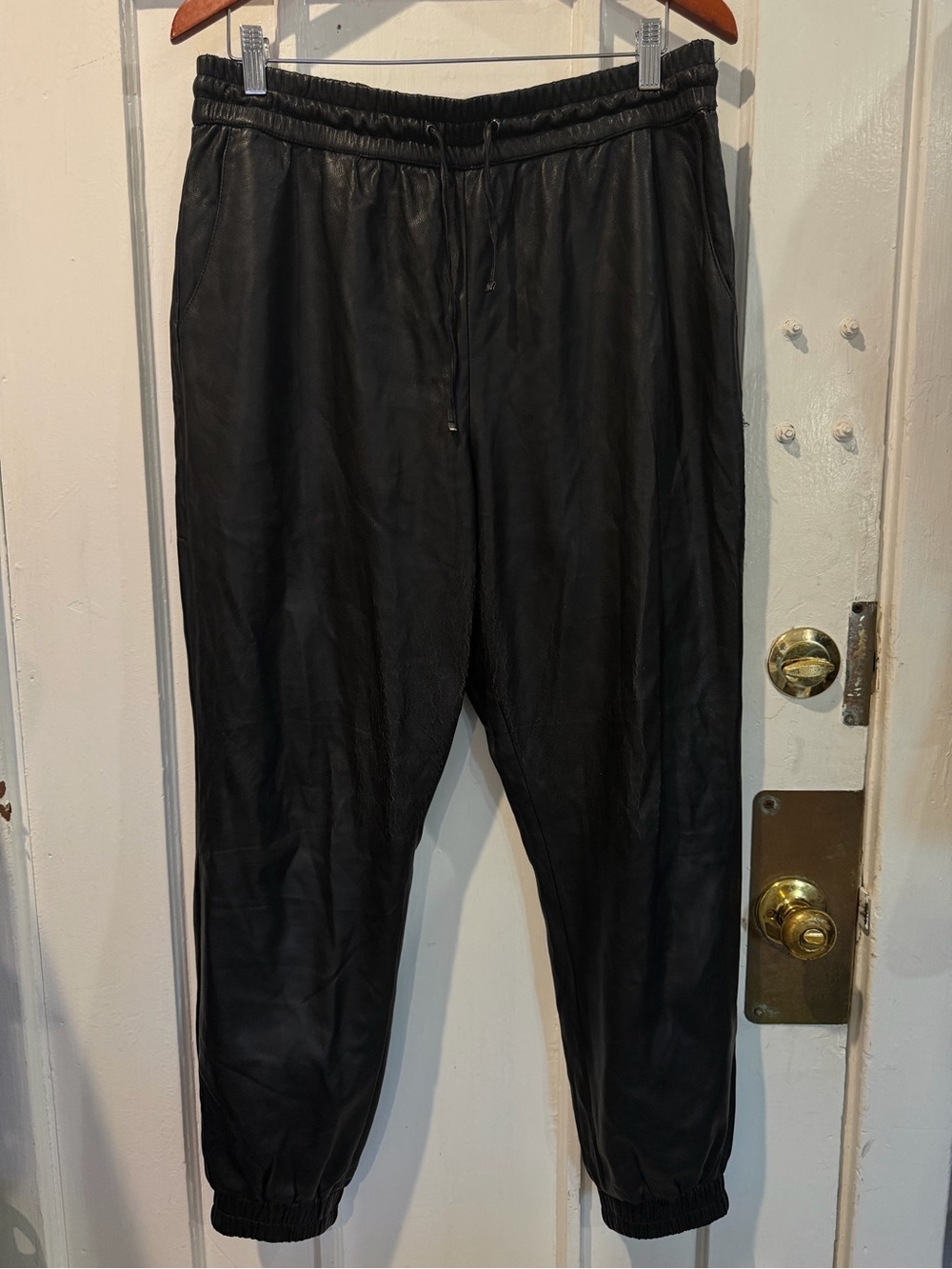 Marc New York Black Faux Leather Jogger Sweatpants